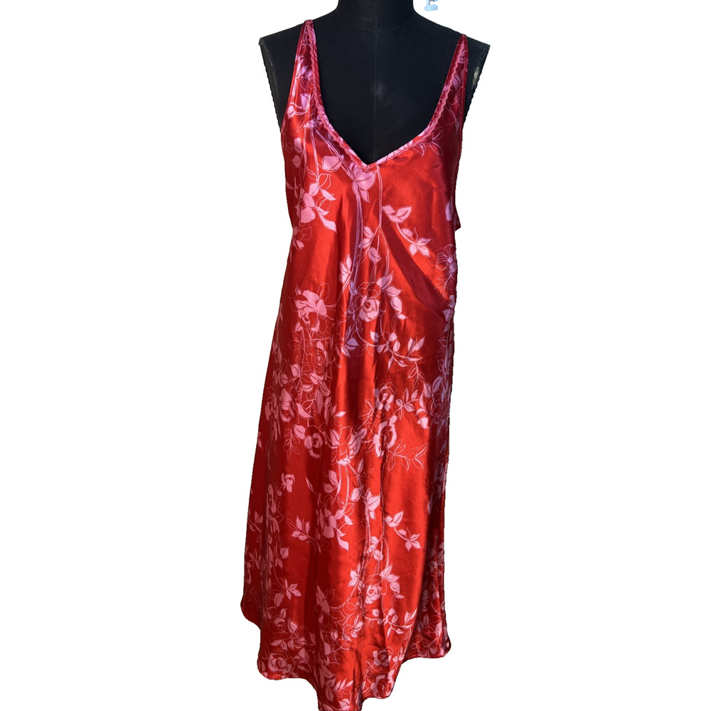 Morgan Taylor Intimate Red Pink‎ Négligée Floral Strap Sexy Large Long Nightie